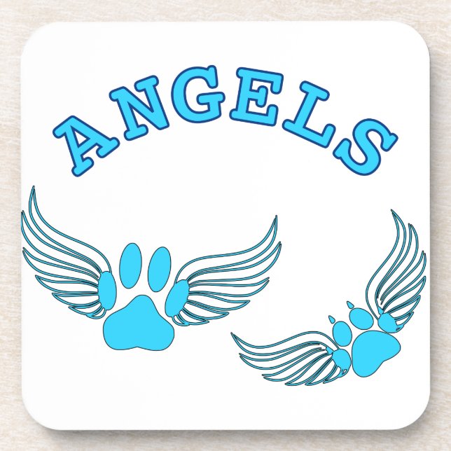 Angel Pet Paws In Blue Coaster (Front)