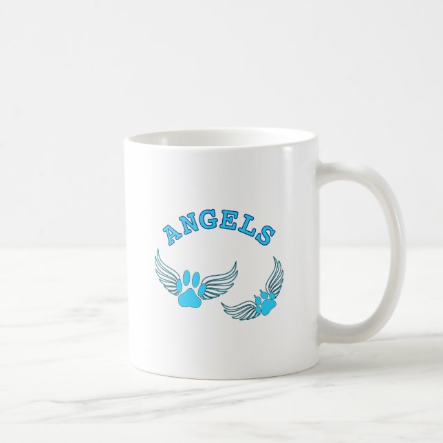 Angel Pet Paws In Blue Coffee Mug (Right)