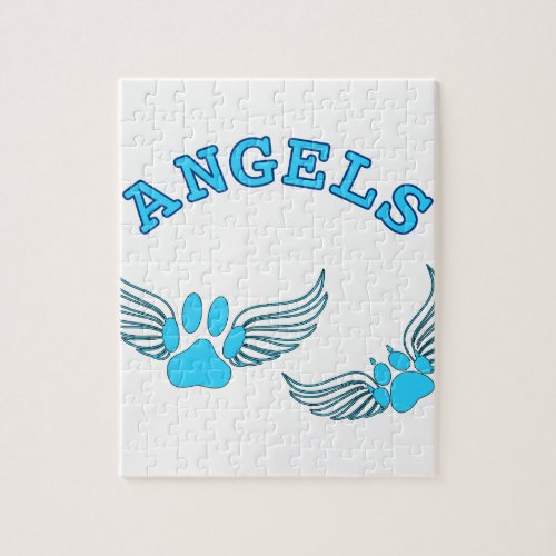 Angel Pet Paws In Blue Jigsaw Puzzle