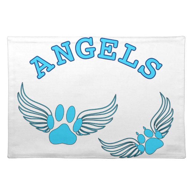 Angel Pet Paws In Blue Placemat (Front)