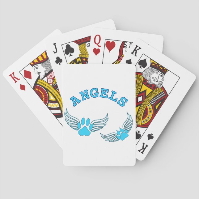 Angel Pet Paws In Blue Poker Cards (Back)