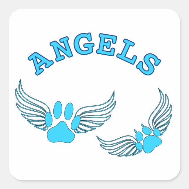 Angel Pet Paws In Blue Square Sticker (Front)