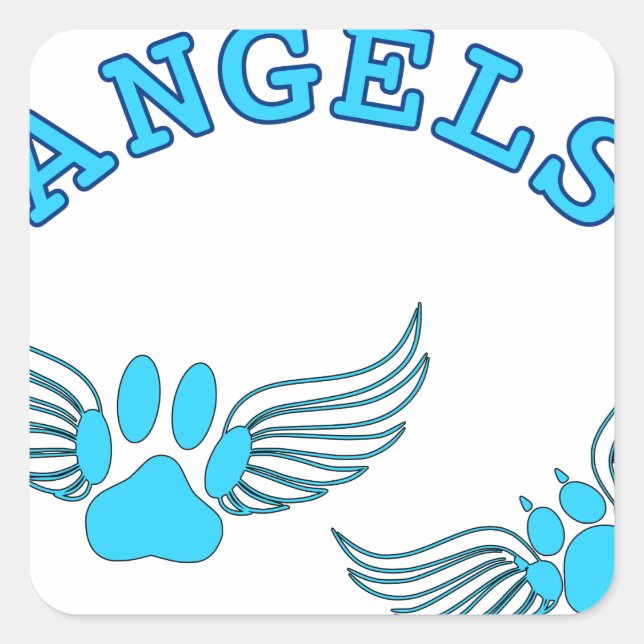 Angel Pet Paws In Blue Square Sticker (Front)