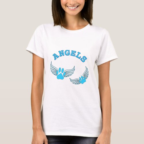 Angel Pet Paws In Blue T_Shirt