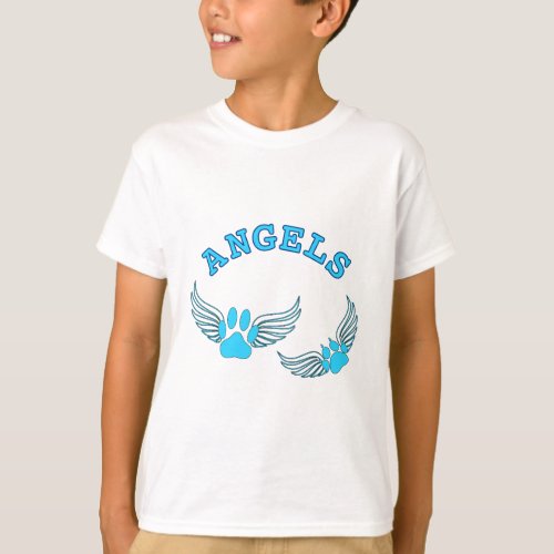 Angel Pet Paws In Blue T_Shirt