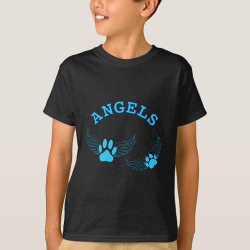 Angel Pet Paws In Blue T_Shirt