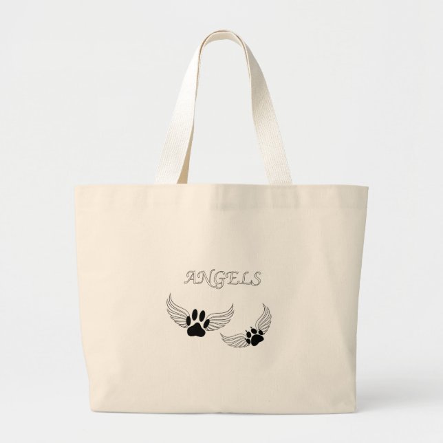 Angel Pet Paws Large Tote Bag (Front)