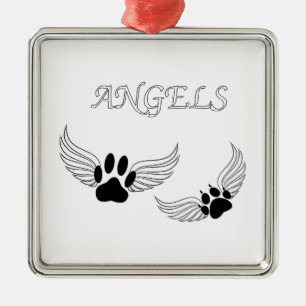 Angel Pet Paws Metal Ornament