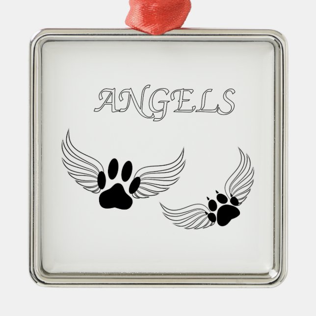 Angel Pet Paws Metal Ornament (Front)