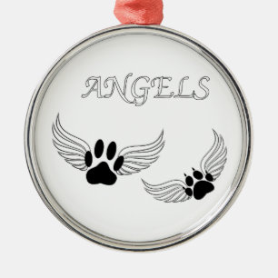 Angel Pet Paws Metal Ornament