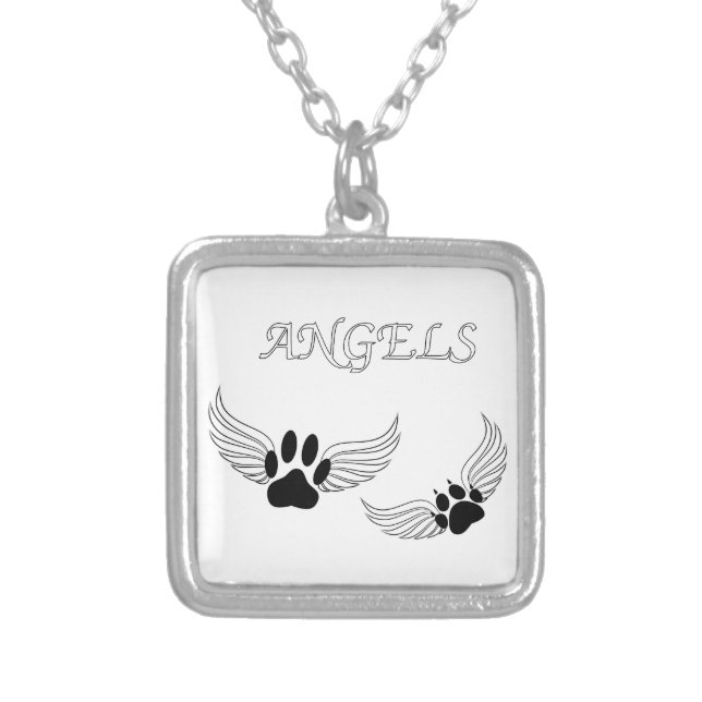 Angel Pet Paws Silver Plated Necklace (Front)