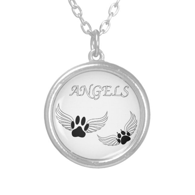 Angel Pet Paws Silver Plated Necklace (Front)