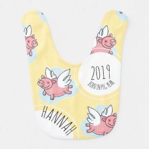 Angel Pigs New Baby custom Year Baby Bib
