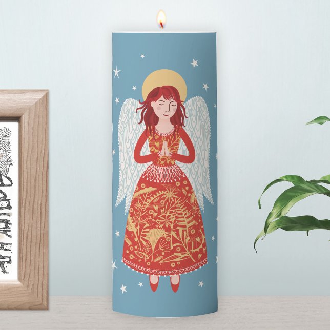 Angel Pillar Candle (Angel original art candle)