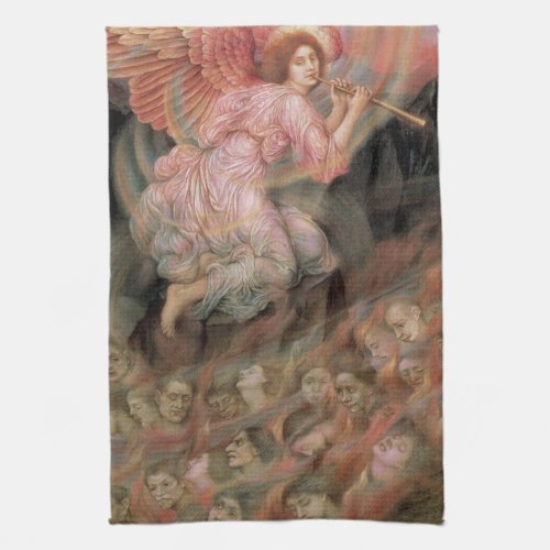 Angel Piping to Souls in Hell by Evelyn De Morgan Kitchen Towel