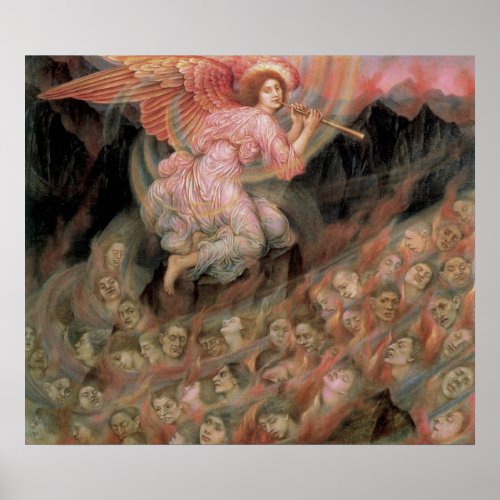 Angel Piping to Souls in Hell by Evelyn De Morgan Poster