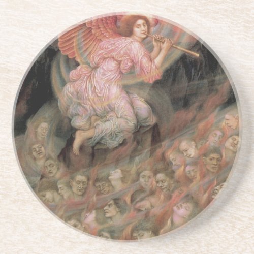 Angel Piping to Souls in Hell by Evelyn De Morgan Sandstone Coaster