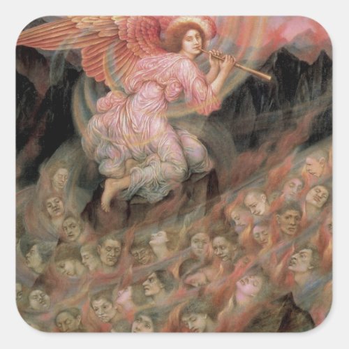 Angel Piping to Souls in Hell by Evelyn De Morgan Square Sticker