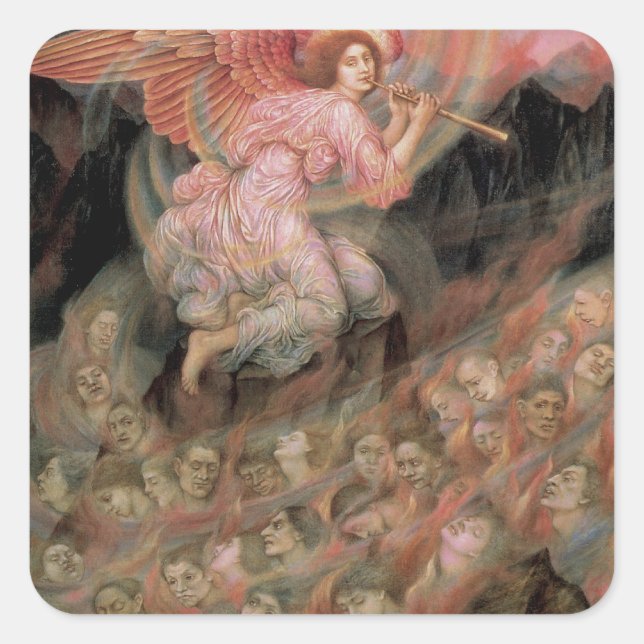 Angel Piping to Souls in Hell by Evelyn De Morgan Square Sticker (Front)