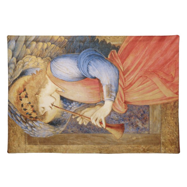 Angel Playing a Flageolet (by Edward Burne-Jones) Cloth Placemat (Front)
