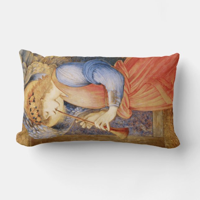 Angel Playing a Flageolet (by Edward Burne-Jones) Lumbar Pillow (Front)