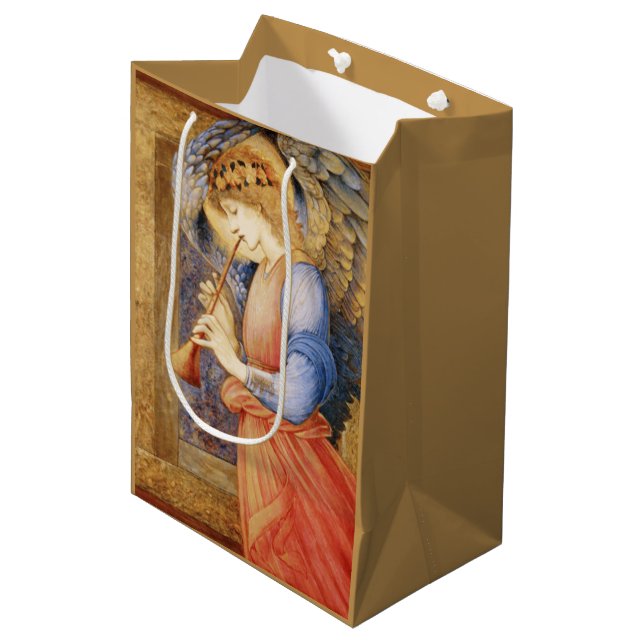 Angel Playing a Flageolet (by Edward Burne-Jones) Medium Gift Bag (Front Angled)