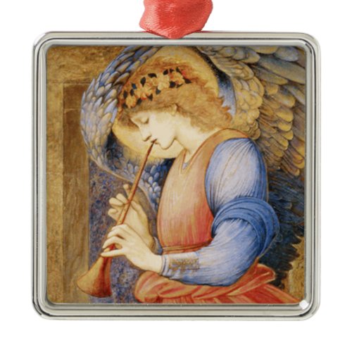 Angel Playing a Flageolet (by Edward Burne-Jones) Metal Ornament