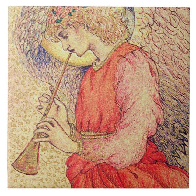 Angel Playing a Flageolet Ceramic Tile (Front)
