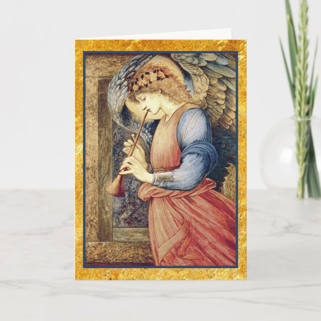 Angel Playing a Flageolet Christmas Holiday Card (Front)