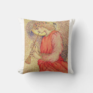 Angel Playing a Flageolet Throw Pillow