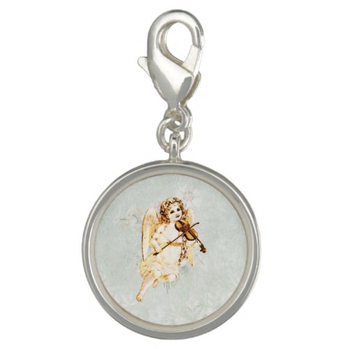 Angel Playing a Violin on a Shabby Vintage Texture Charm