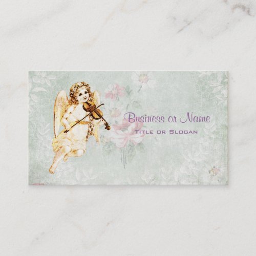 Angel Playing a Violin on Vintage Paper Background Business Card