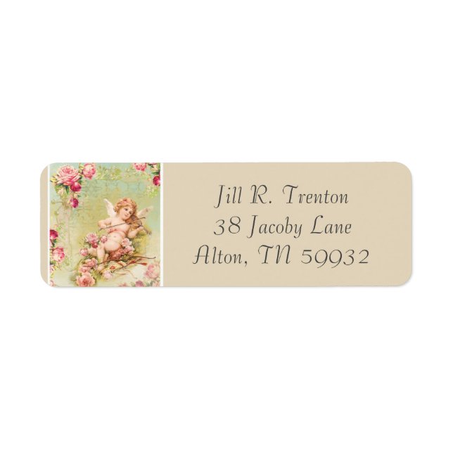 Angel playing a Violin with Roses Label (Front)