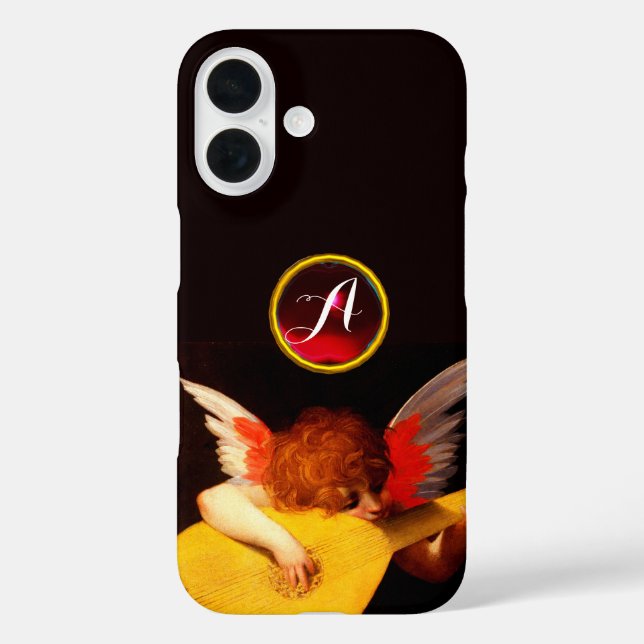 ANGEL PLAYING LUTE Music Making Cherub Monogram Case-Mate iPhone Case (Back)