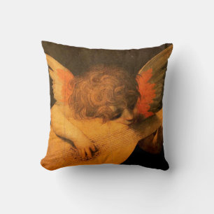 angel playing lute throw pillow