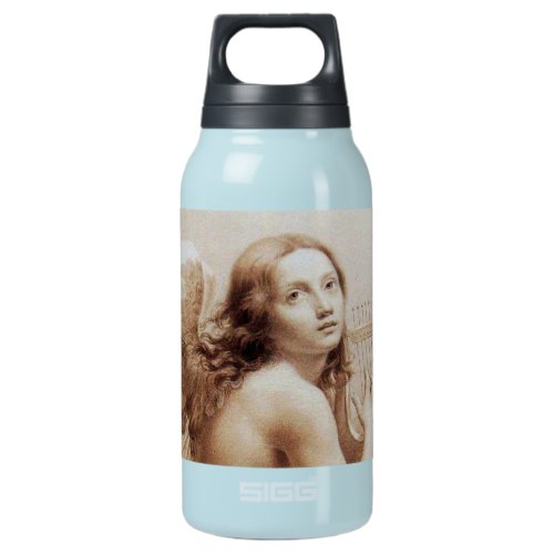 ANGEL PLAYING LYRA OVER THE CLOUDS brown Insulated Water Bottle