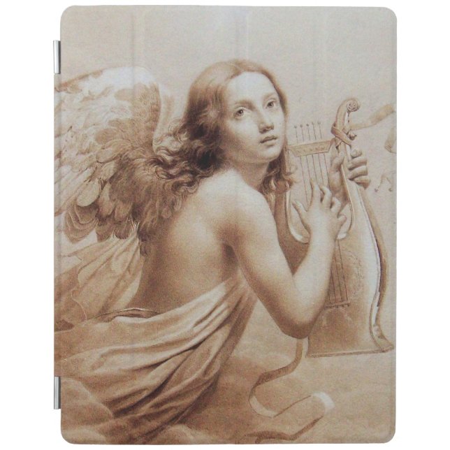 ANGEL PLAYING LYRA OVER THE CLOUDS brown iPad Smart Cover (Front)