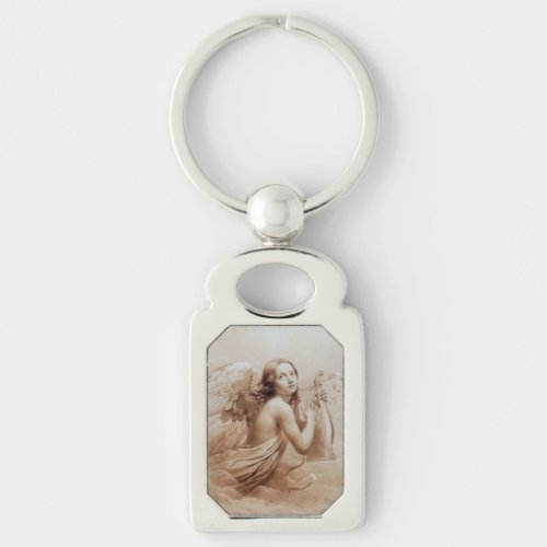 ANGEL PLAYING LYRA OVER THE CLOUDS brown Keychain