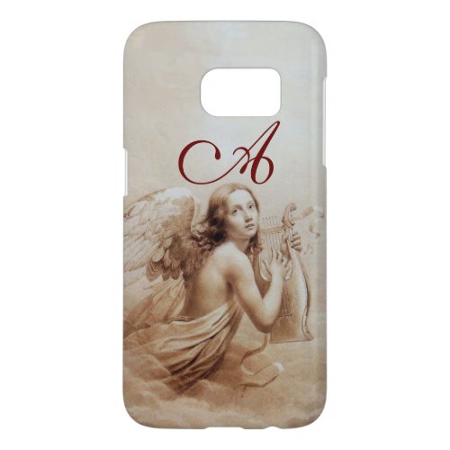ANGEL PLAYING LYRA OVER THE CLOUDS brown monogram Samsung Galaxy S7 Case