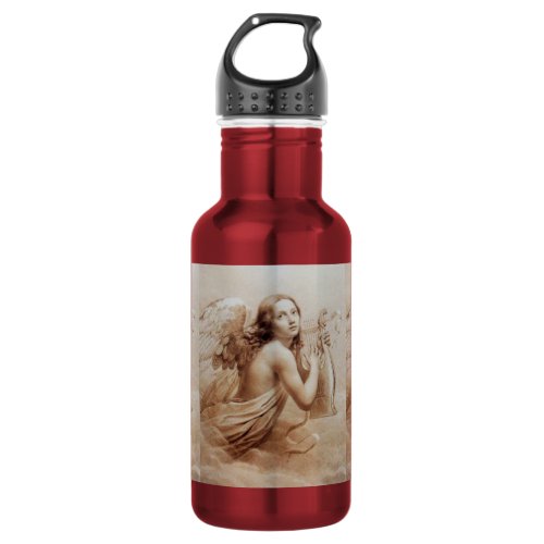 ANGEL PLAYING LYRA OVER THE CLOUDS brown Stainless Steel Water Bottle
