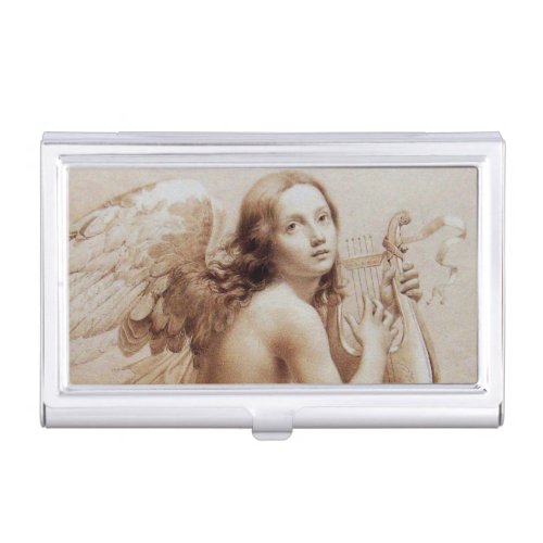 ANGEL PLAYING LYRA OVER THE CLOUDS BUSINESS CARD CASE