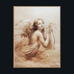 ANGEL PLAYING LYRA OVER THE CLOUDS CANVAS PRINT<br><div class="desc">Artistic and classic watercolor painting in white sepia, brown colors re-elaborated from 18 th Century Italian fine art</div>