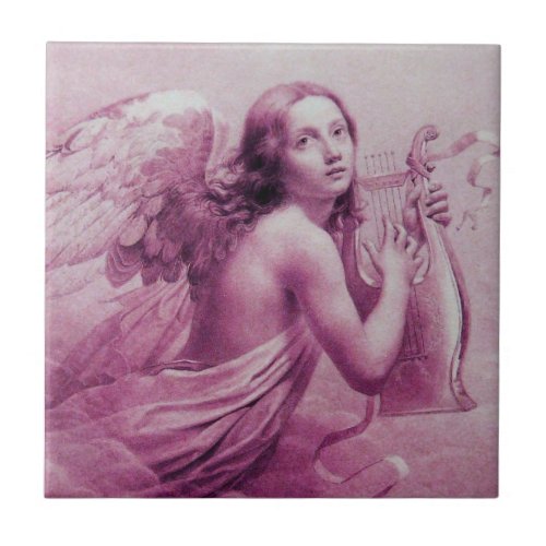 ANGEL PLAYING LYRA OVER THE CLOUDS CERAMIC TILE