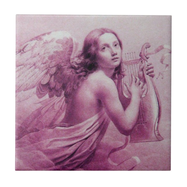 ANGEL PLAYING LYRA OVER THE CLOUDS CERAMIC TILE (Front)