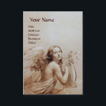 ANGEL PLAYING LYRA OVER THE CLOUDS, Eggshell Business Card<br><div class="desc">Elegant,  artistic and classic design  watercolor painting in white sepia, brown colors re-elaborated from 18 th Century Italian fine art .</div>