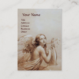 ANGEL PLAYING LYRA OVER THE CLOUDS, Eggshell Business Card