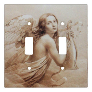 ANGEL PLAYING LYRA OVER THE CLOUDS LIGHT SWITCH CO COVER