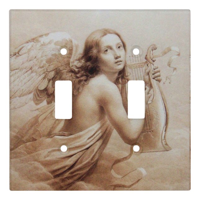 ANGEL PLAYING LYRA OVER THE CLOUDS LIGHT SWITCH CO COVER (Front)