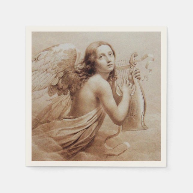 ANGEL PLAYING LYRA OVER THE CLOUDS NAPKINS (Front)