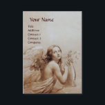 ANGEL PLAYING LYRA OVER THE CLOUDS, pearl paper Business Card<br><div class="desc">Elegant,  artistic and classic design  watercolor painting in white sepia, brown colors re-elaborated from 18 th Century Italian fine art .</div>